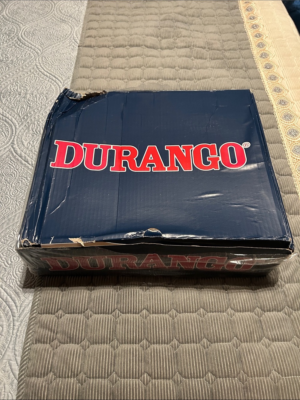 Durango Navy Box with Prominent Red Logo